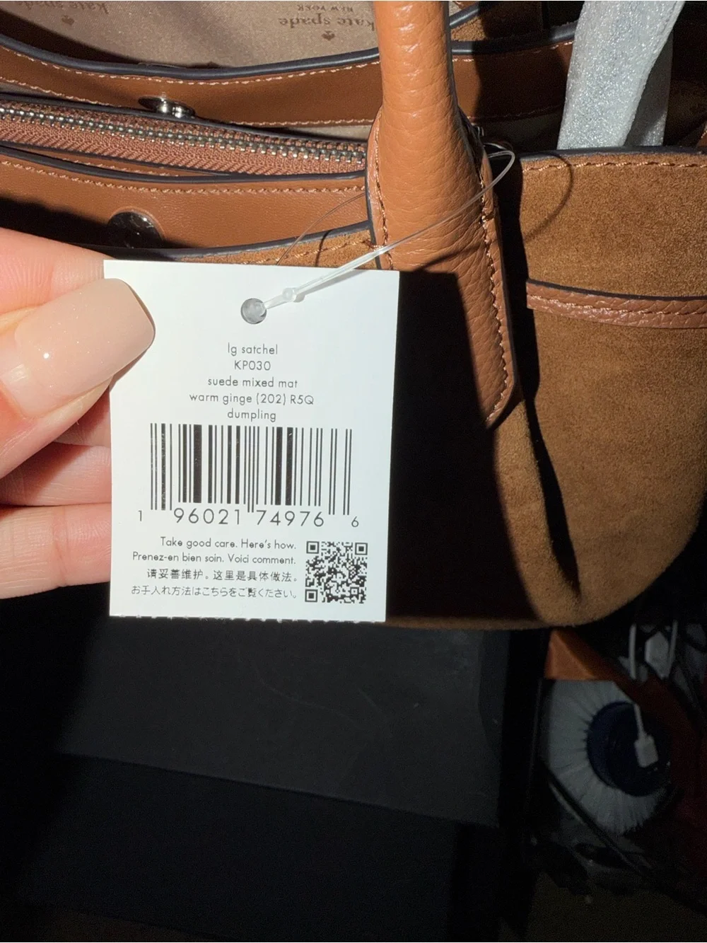 NWT Kate Spade Dumpling Suede Large Satchel Warm Gingerbread